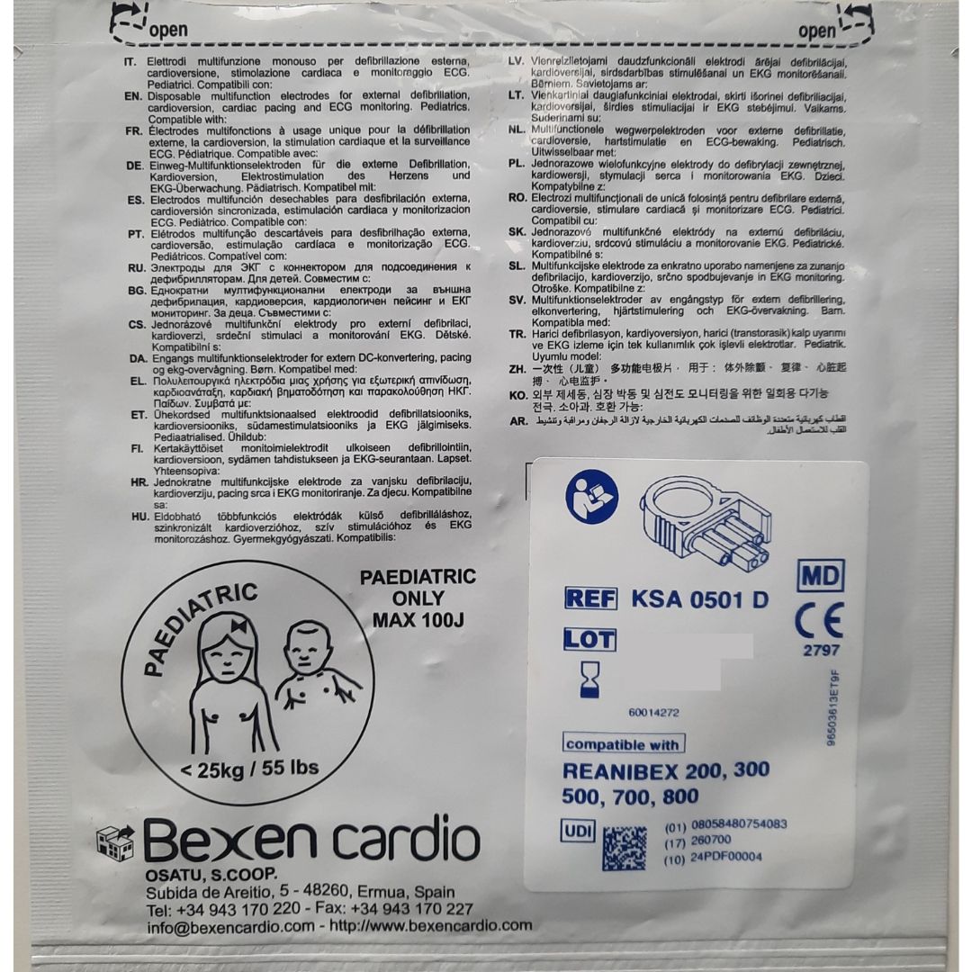 Electrodes pédiatriques défibrillateur Reanibex 200, 300, 500, 700, 800, Bexen Cardio – Image 2